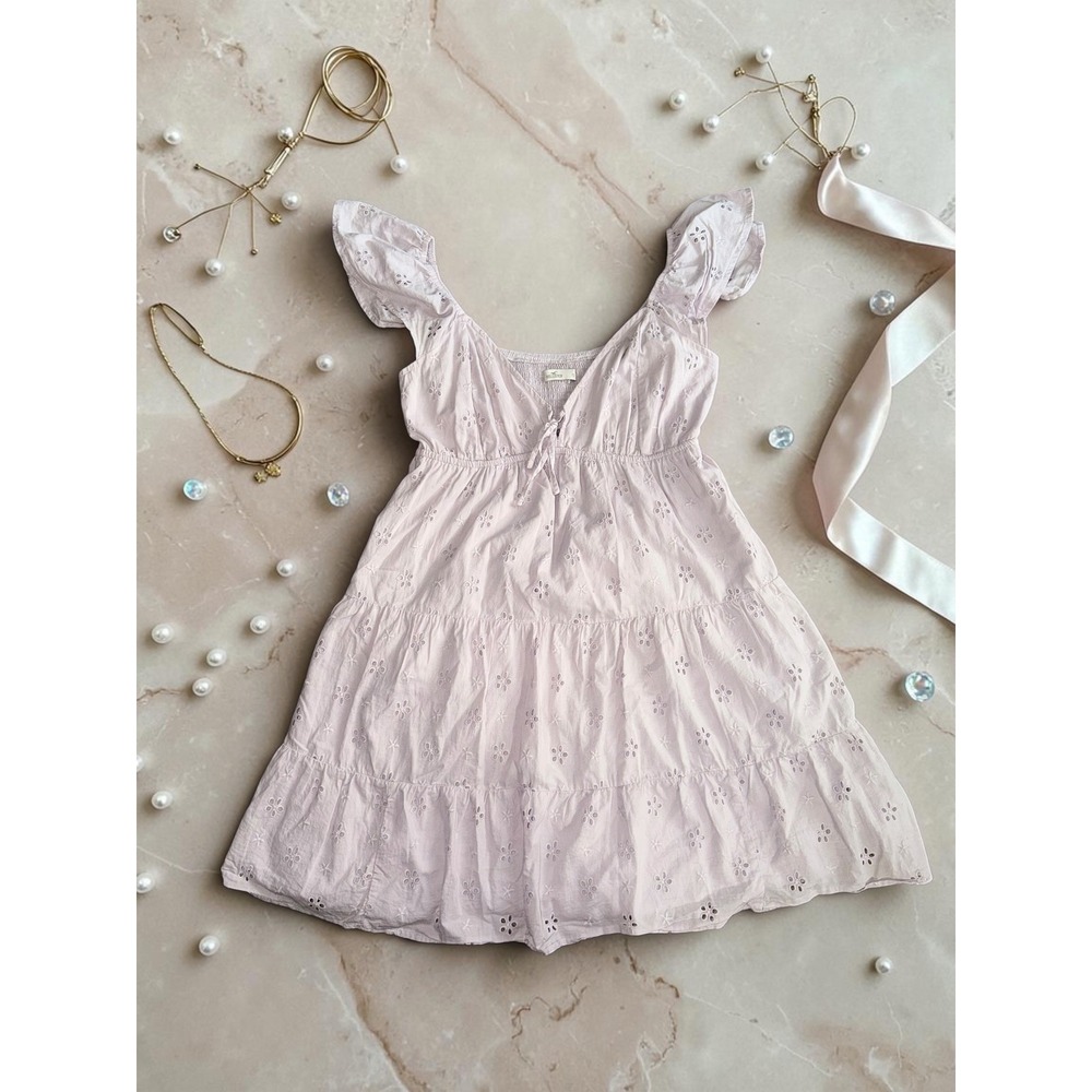Hollister - Lavender Eyelet Tiered Mini Dress - Womens Size Medium